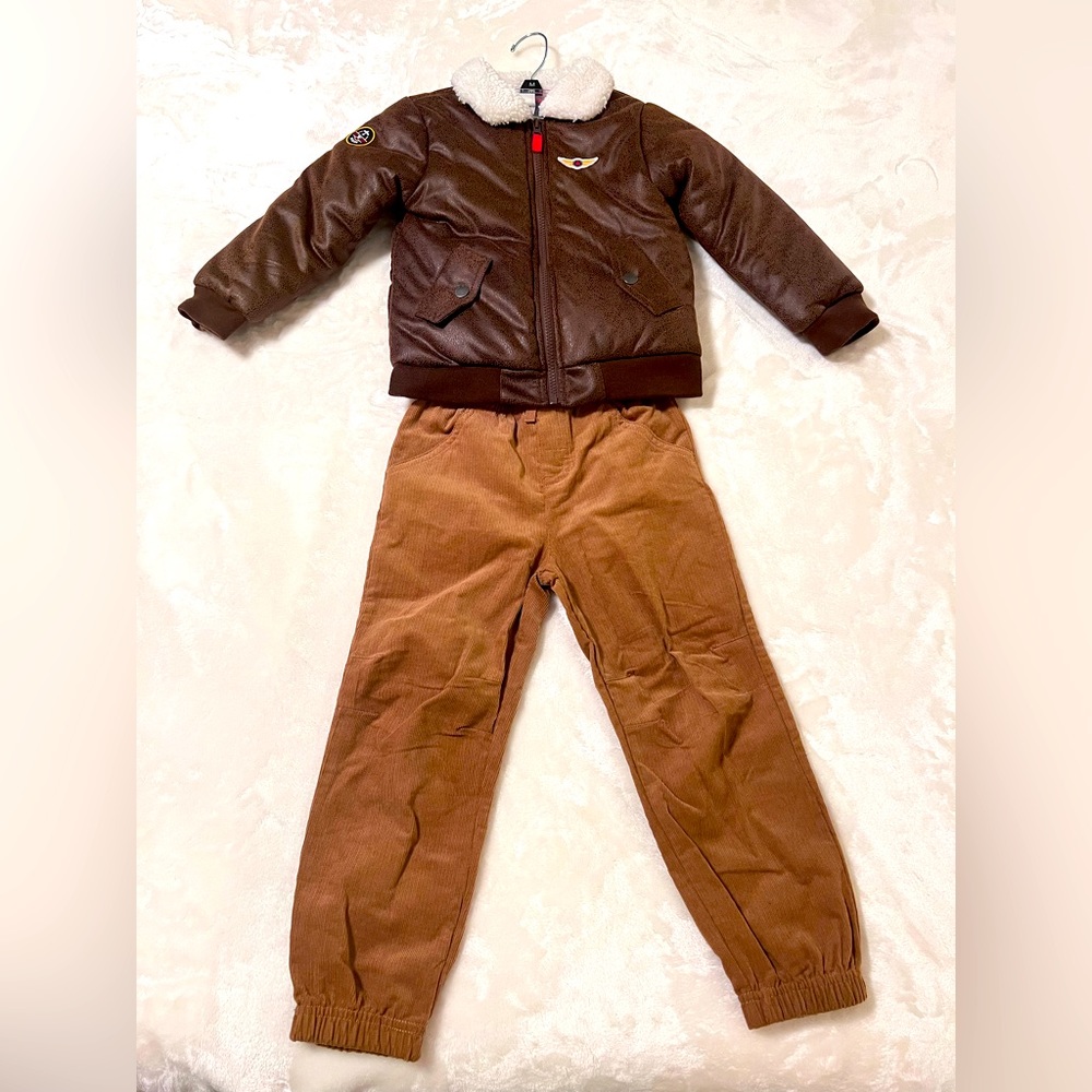 Little Me 4T Aviator Bomber Jacket & Pants Outfit - NEW